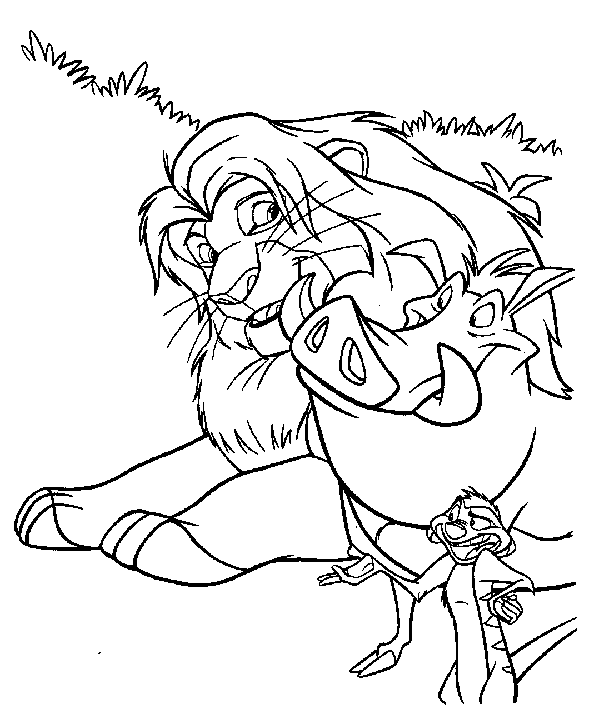 coloriage simba pumbaa et timon